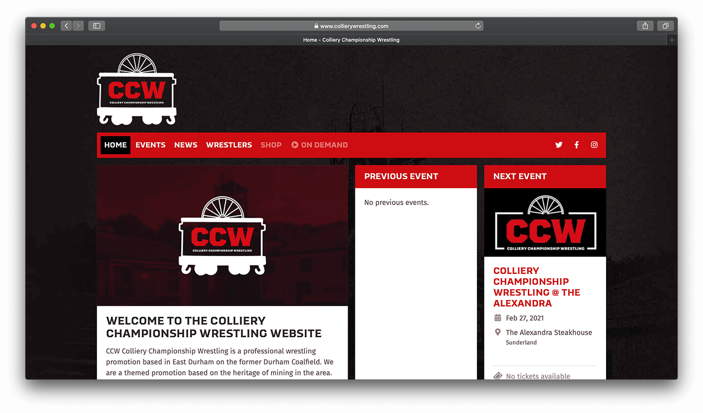 Colliery Championship Wrestling website screenshot